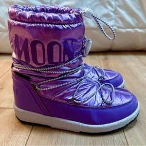 Moon Boot Kids Metallic Purple Winter Snow Boots Size US 2.5 UK 1.5 EU 34